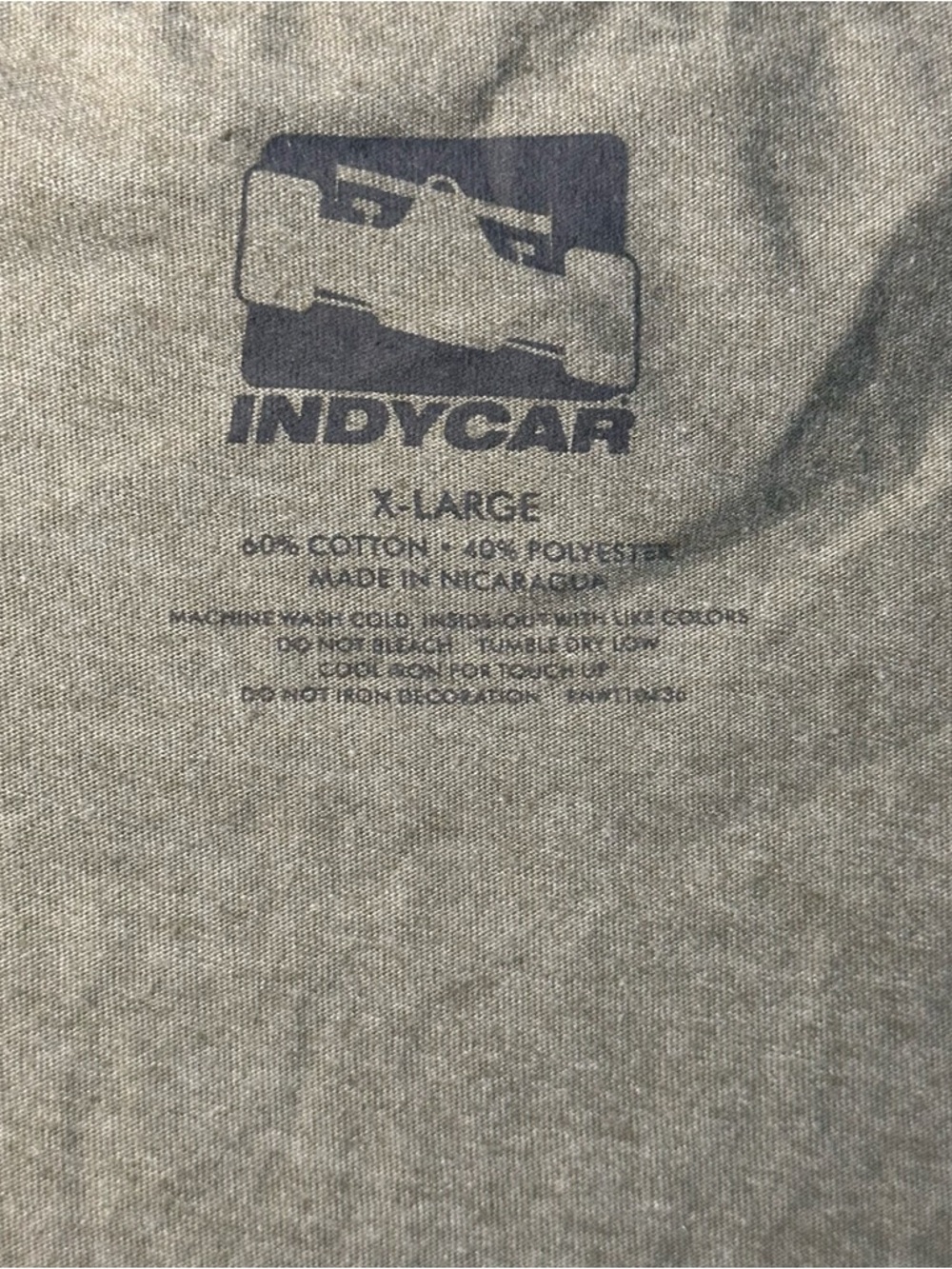 Indycar Racing Womens XL Olive Green V-Neck Velvet Textured Graphic T-Shirt - Picture 10 of 13